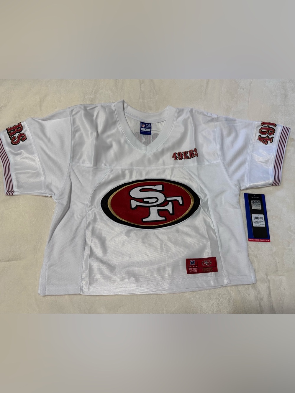 NFL San Francisco 49ers Women's Crop White Jersey Top